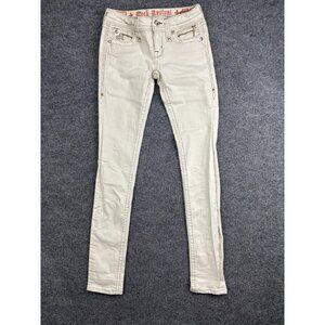 Rock Revival Jeans Womens 24 White Pilkin S16 Skinny Stretch Embroidered Pockets